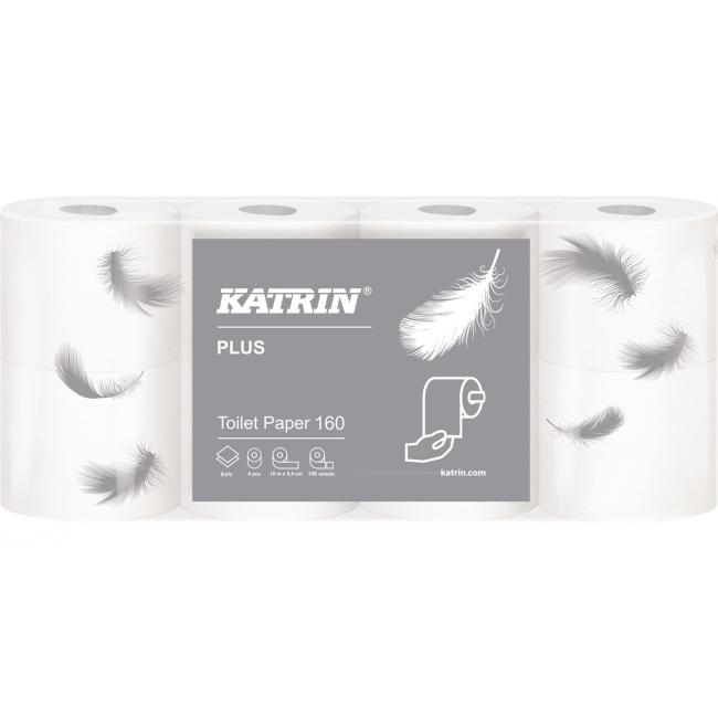 Toaletný papier 2-vrstvový Katrin Plus 160, návin 18 m (8 ks)