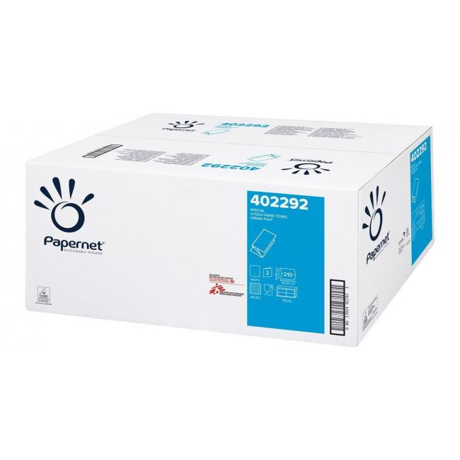 Papierové utierky skladané ZZ/V 2-vrstvové Papernet biele 210 ks