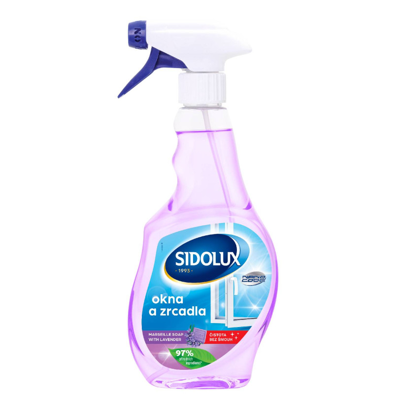 SIDOLUX na okná a zrkadlá s NANO technológiou Marseillské mydlo s levanduľou - 500ml