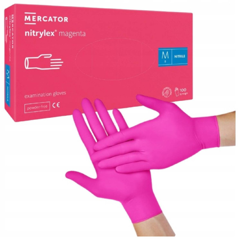 Nitrilové rukavice jednorázové MERCATOR nitrylex magenta M 100ks