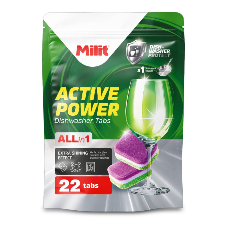 Milit Activ Power tablety do umývačky riadu ALLin1- 22ks