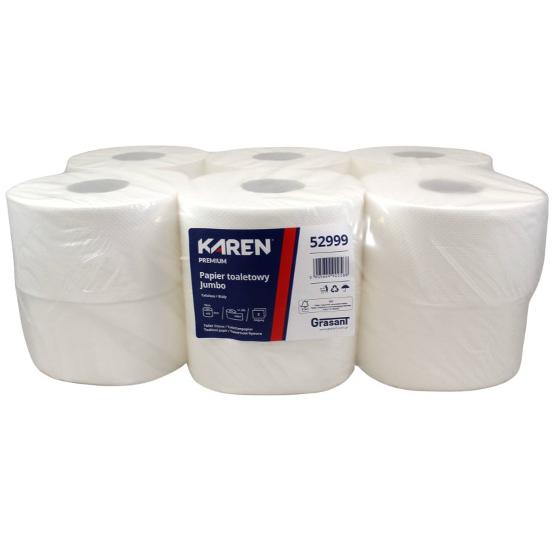Toaletný papier KAREN JUMBO Ø 19 cm, 2vrst., 120 m, 100 % celulóza - 12 ks